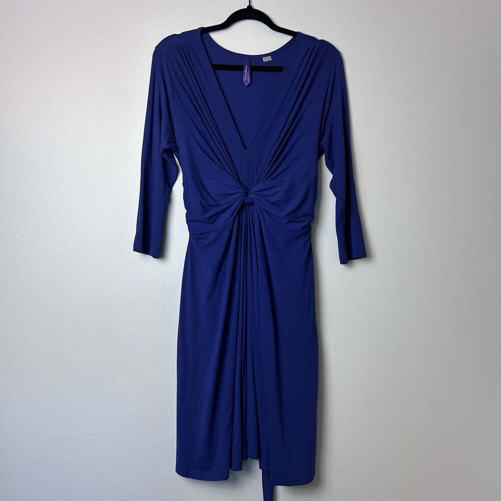 Seraphine Maternity Women's 8 Purple Dress Knit Maternity Nursing Wrap Tie Back